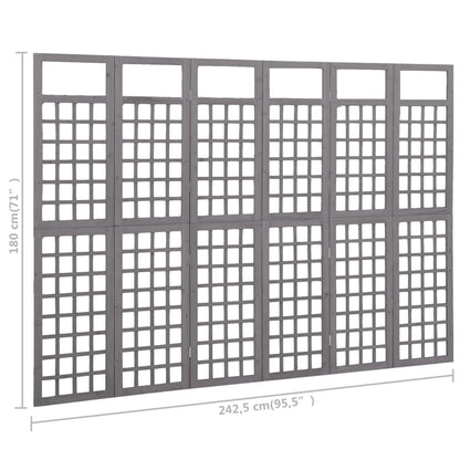 Spalier/Paravent 6-teilig Massivholz Tanne Grau 242,5x180 cm