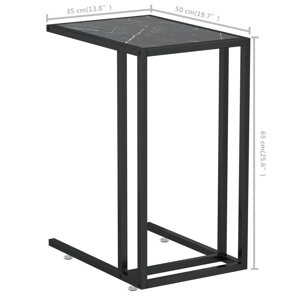 Computer-Beistelltisch Schwarz Marmor 50x35x65 cm Hartglas