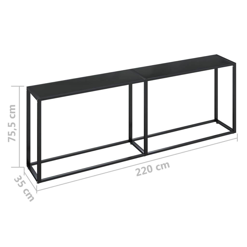 Konsolentisch Schwarz 220x35x75,5 cm Hartglas