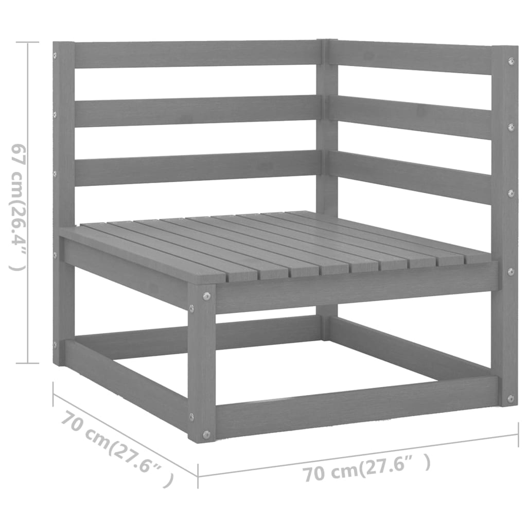 8-tlg. Garten-Lounge-Set Grau Kiefer Massivholz