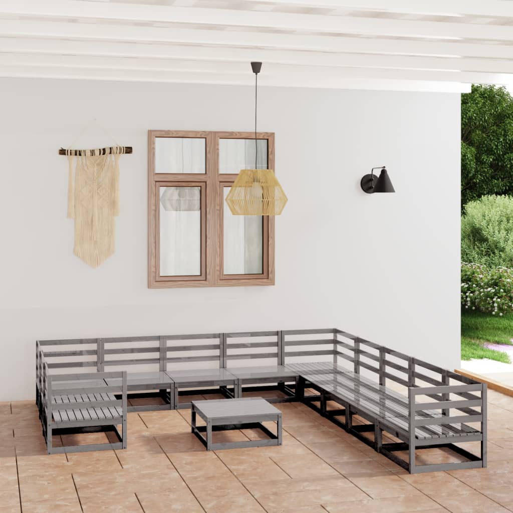 12-tlg. Garten-Lounge-Set Massivholz Kiefer