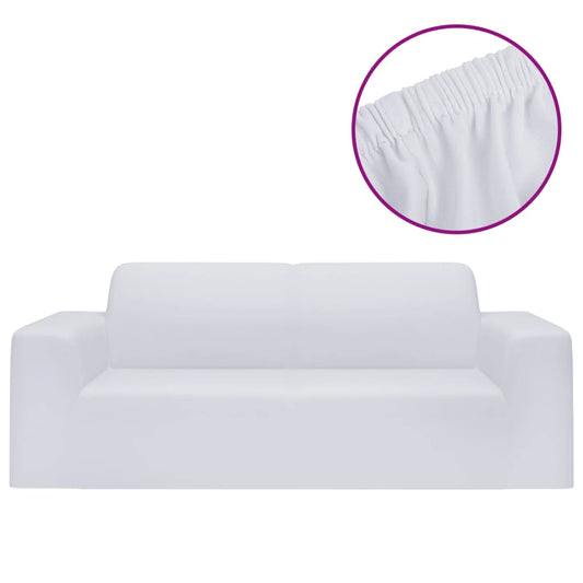 Stretch Sofahusse 2-Sitzer Weiß Polyester-Jersey