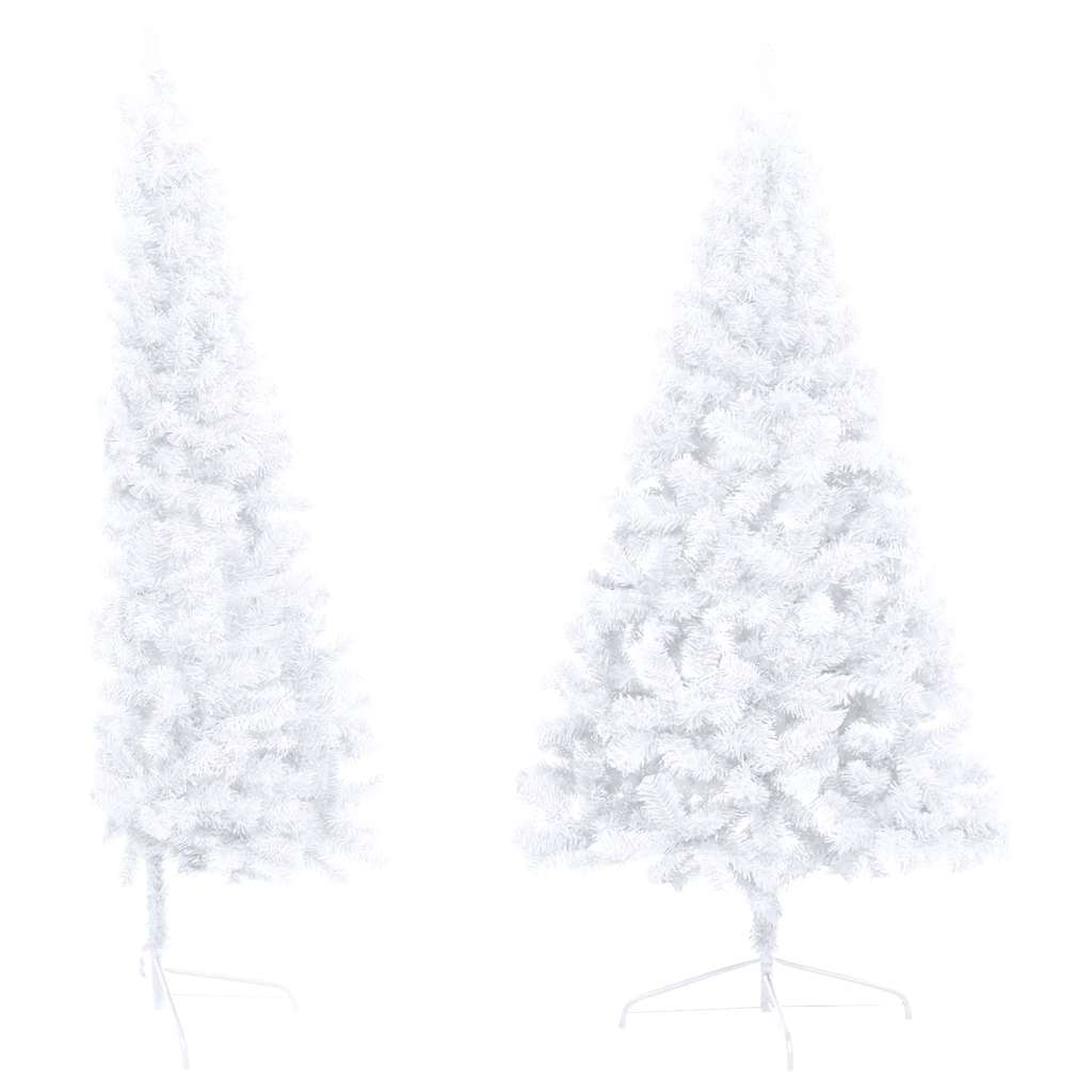 Künstlicher Halb-Weihnachtsbaum Beleuchtung Kugeln Weiß 120 cm