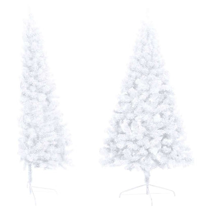 Künstlicher Halb-Weihnachtsbaum Beleuchtung Kugeln Weiß 120 cm