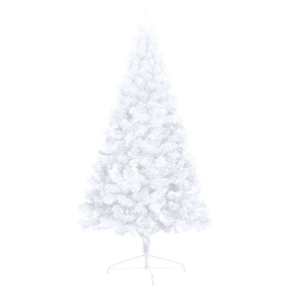 Künstlicher Halb-Weihnachtsbaum Beleuchtung Kugeln Weiß 120 cm