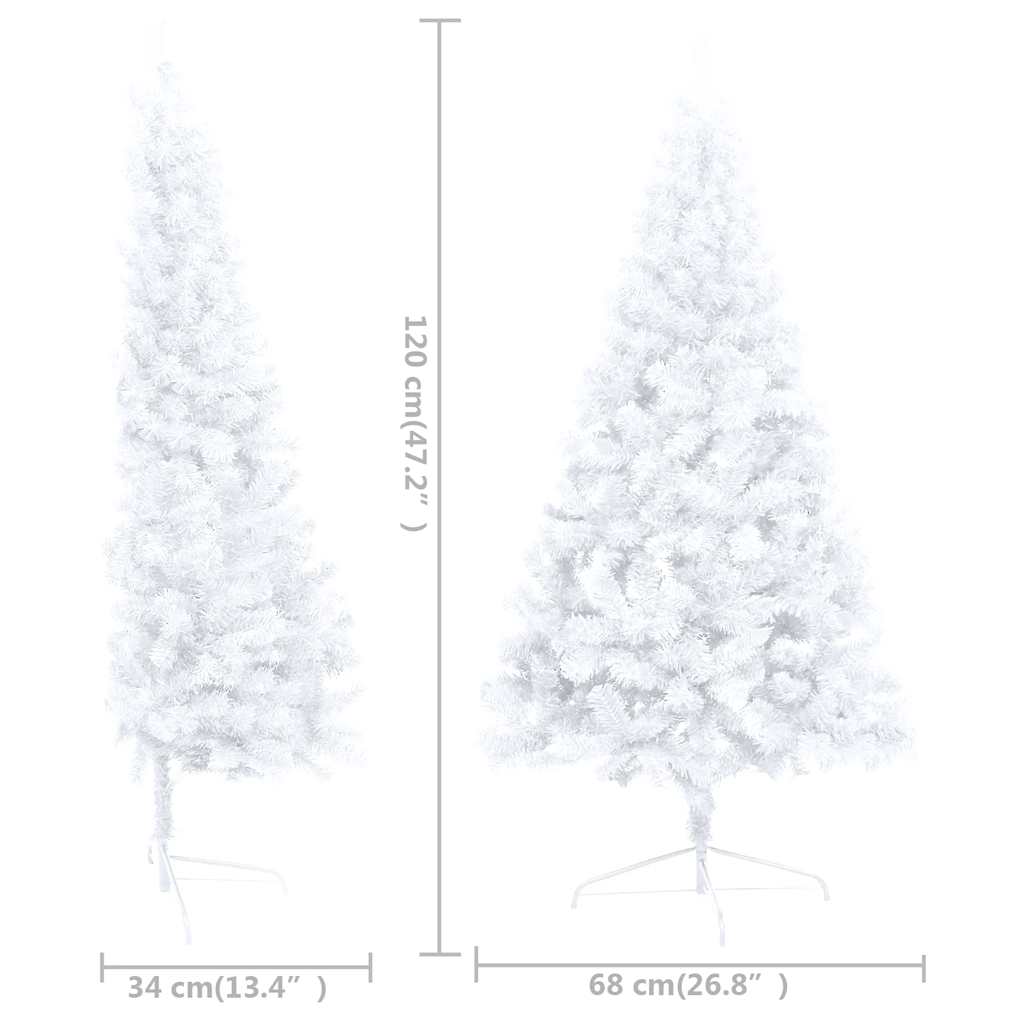 Künstlicher Halb-Weihnachtsbaum Beleuchtung Kugeln Weiß 120 cm