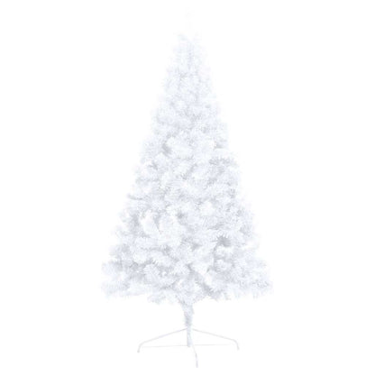 Künstlicher Halb-Weihnachtsbaum Beleuchtung Kugeln Weiß 150 cm