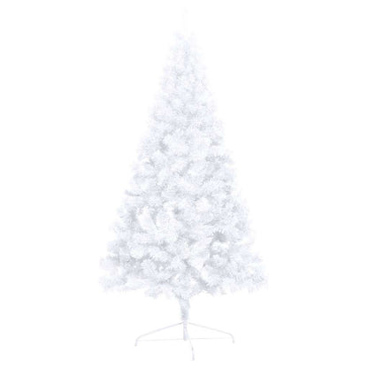 Künstlicher Halb-Weihnachtsbaum Beleuchtung Kugeln Weiß 180 cm