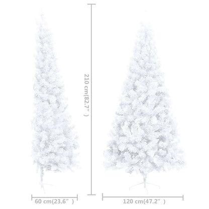 Künstlicher Halb-Weihnachtsbaum Beleuchtung Kugeln Weiß 210 cm