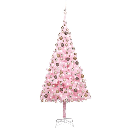Künstlicher Weihnachtsbaum mit Beleuchtung & Kugeln Rosa 210cm