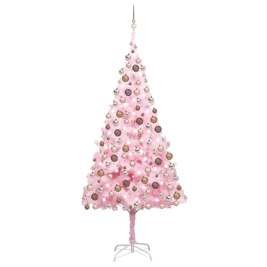 Künstlicher Weihnachtsbaum mit Beleuchtung & Kugeln Rosa 210cm