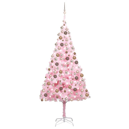 Künstlicher Weihnachtsbaum mit Beleuchtung & Kugeln Rosa 240cm