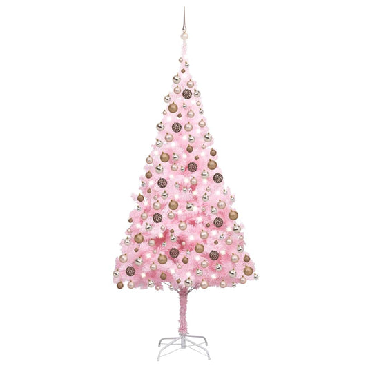Künstlicher Weihnachtsbaum mit Beleuchtung & Kugeln Rosa 240cm