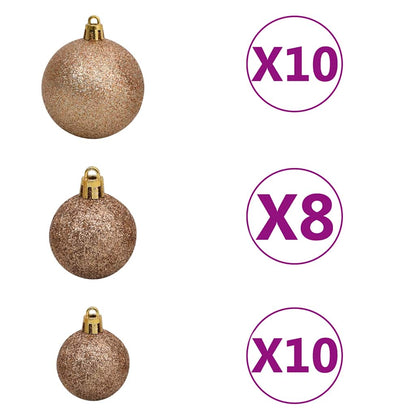 Künstlicher Weihnachtsbaum mit Beleuchtung & Kugeln Rosa 240cm