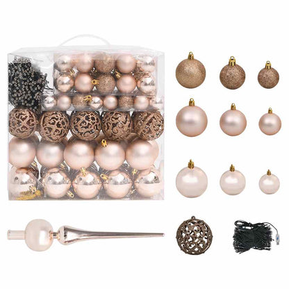 Künstlicher Weihnachtsbaum Beleuchtung & Kugeln Gold 240 cm