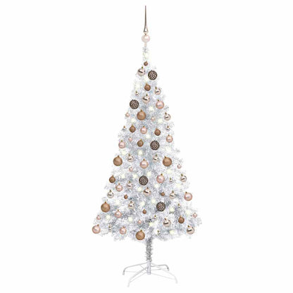 Künstlicher Weihnachtsbaum Beleuchtung & Kugeln Silber 120 cm