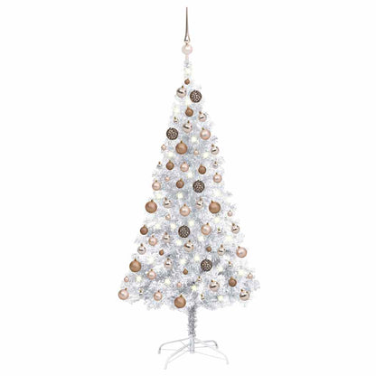 Künstlicher Weihnachtsbaum Beleuchtung & Kugeln Silber 150 cm