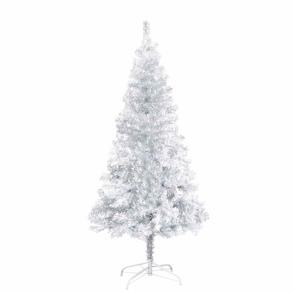 Künstlicher Weihnachtsbaum Beleuchtung & Kugeln Silber 150 cm