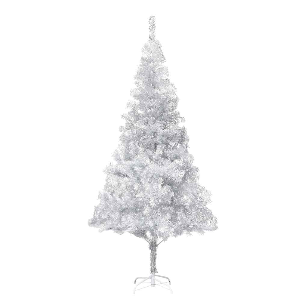 Künstlicher Weihnachtsbaum Beleuchtung & Kugeln Silber 180 cm