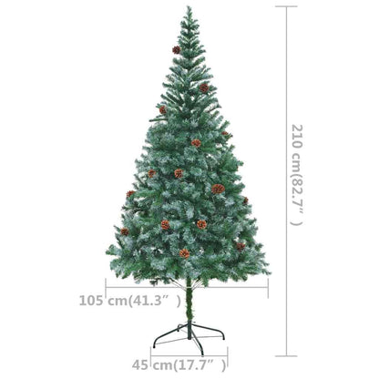 Künstlicher Weihnachtsbaum mit Beleuchtung Kugeln Zapfen 210 cm