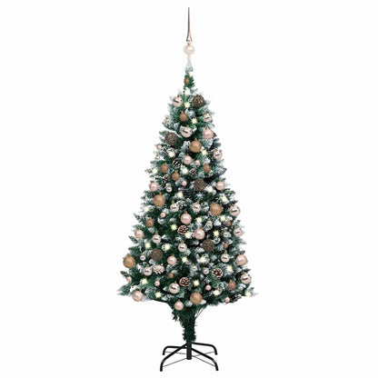 Künstlicher Weihnachtsbaum mit Beleuchtung Kugeln Zapfen 180 cm