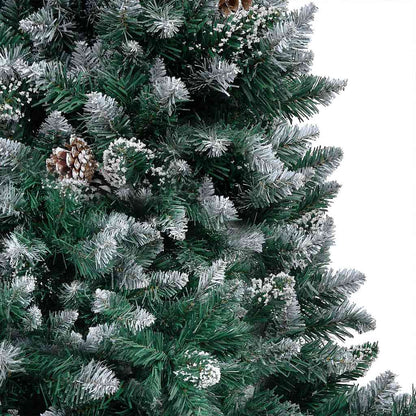 Künstlicher Weihnachtsbaum mit Beleuchtung Kugeln Zapfen 210 cm