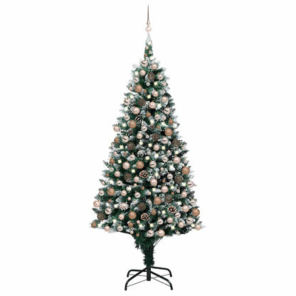 Künstlicher Weihnachtsbaum mit Beleuchtung Kugeln Zapfen 240 cm