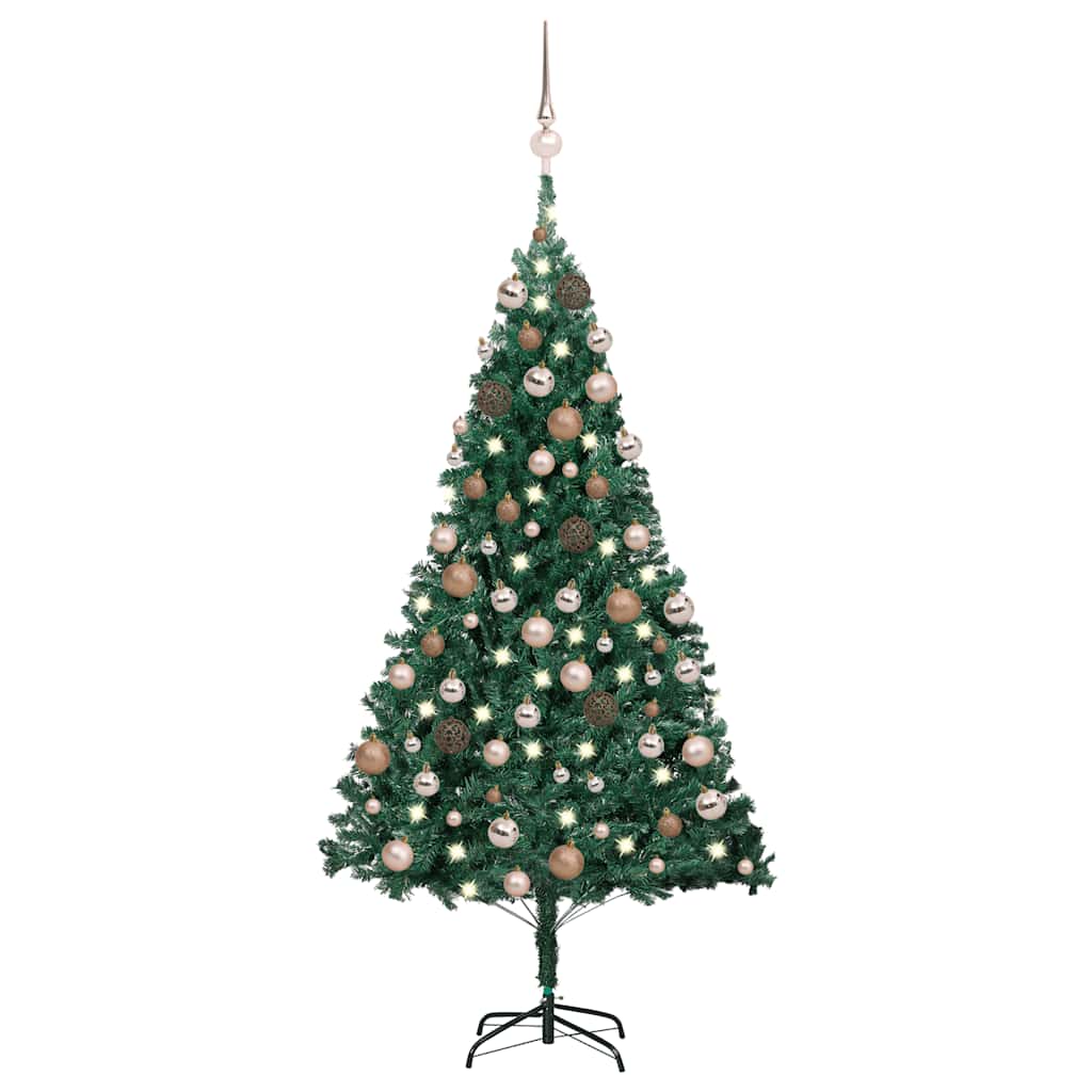 Künstlicher Weihnachtsbaum mit Beleuchtung & Kugeln Grün 120 cm
