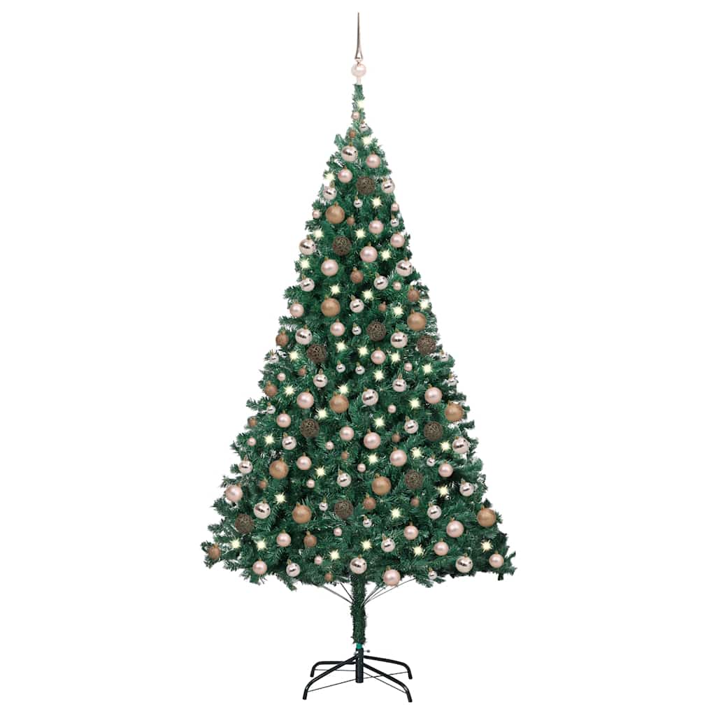 Künstlicher Weihnachtsbaum mit Beleuchtung & Kugeln Grün 240 cm