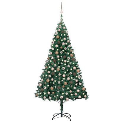 Künstlicher Weihnachtsbaum mit Beleuchtung & Kugeln Grün 240 cm