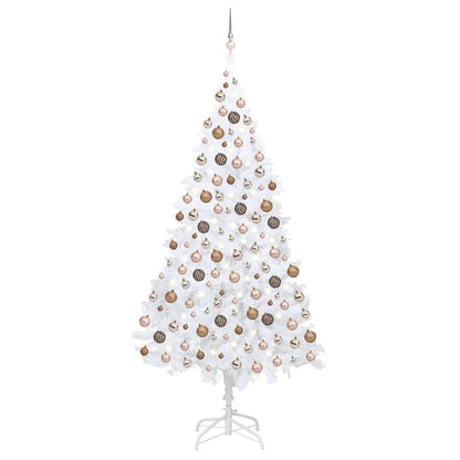 Künstlicher Weihnachtsbaum mit Beleuchtung & Kugeln Weiß 240 cm