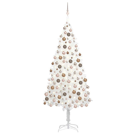 Künstlicher Weihnachtsbaum mit Beleuchtung & Kugeln Weiß 210 cm