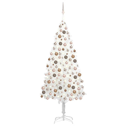 Künstlicher Weihnachtsbaum mit Beleuchtung & Kugeln Weiß 240 cm