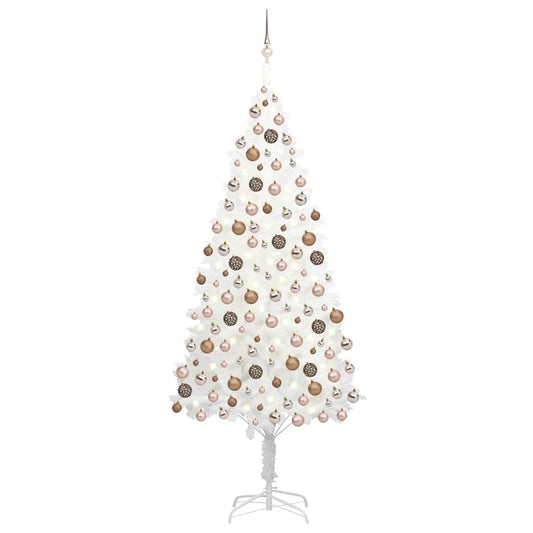 Künstlicher Weihnachtsbaum mit Beleuchtung & Kugeln Weiß 240 cm