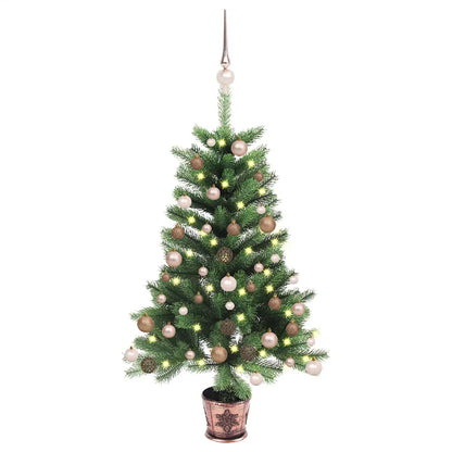 Künstlicher Weihnachtsbaum mit Beleuchtung & Kugeln 90 cm Grün