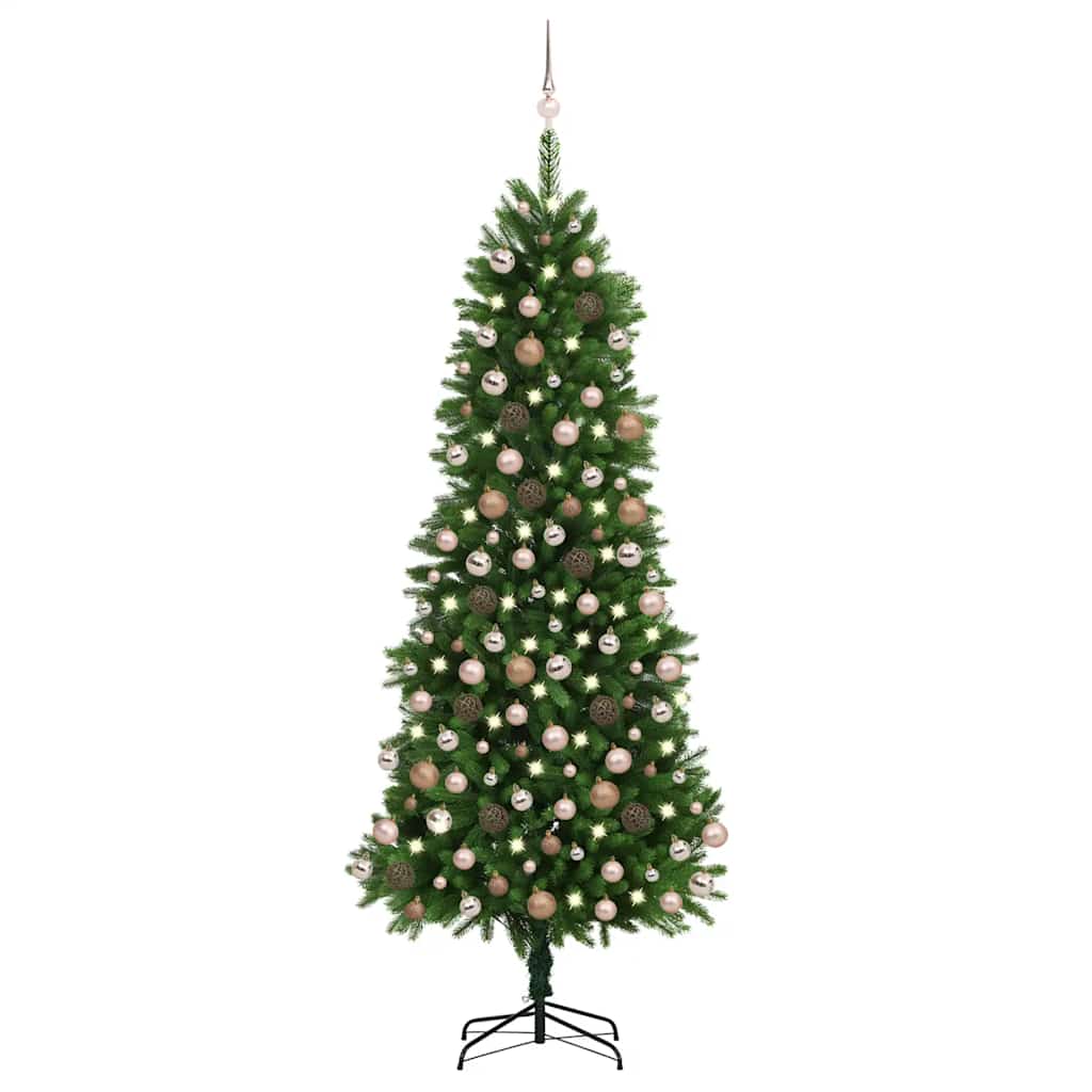 Künstlicher Weihnachtsbaum mit Beleuchtung Kugeln 240 cm Grün