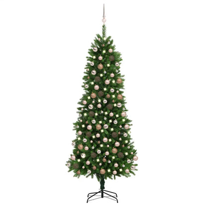 Künstlicher Weihnachtsbaum mit Beleuchtung Kugeln 240 cm Grün