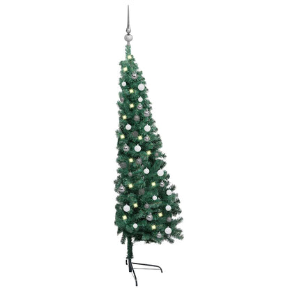 Künstlicher Halb-Weihnachtsbaum Beleuchtung Kugeln Grün 210 cm