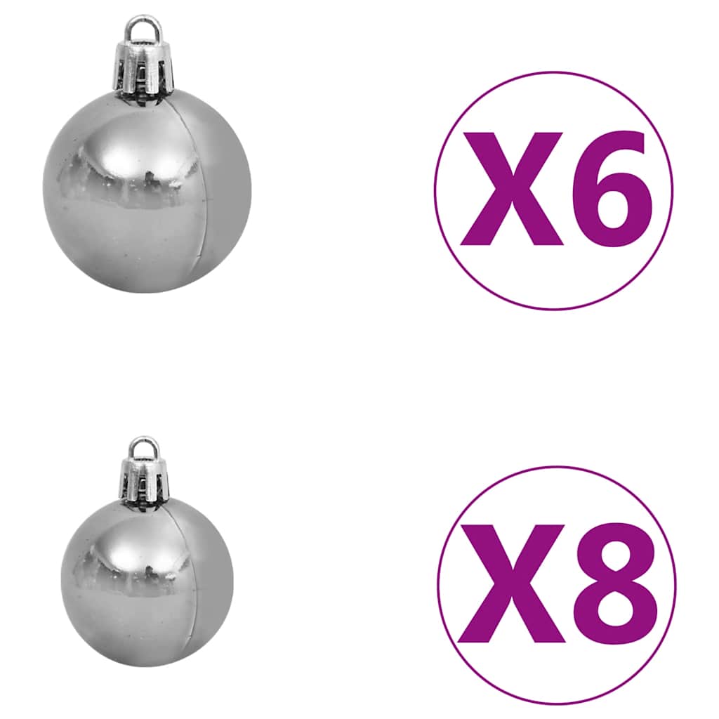 Künstlicher Halb-Weihnachtsbaum Beleuchtung Kugeln Weiß 120 cm