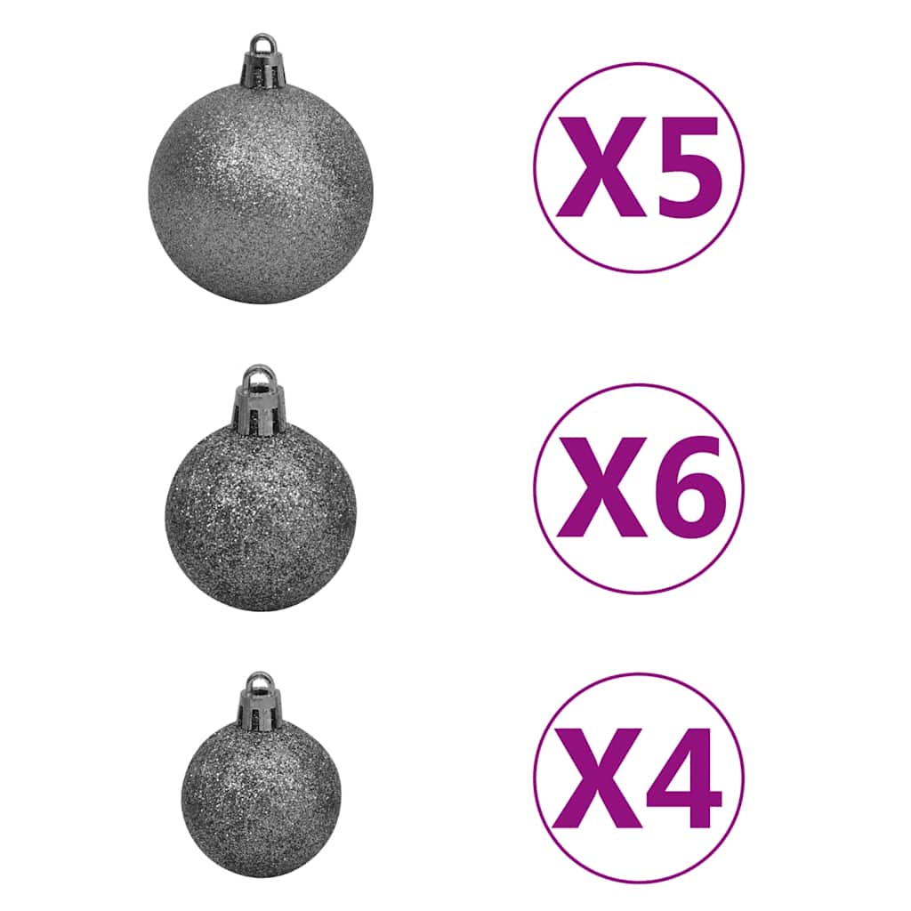 Künstlicher Halb-Weihnachtsbaum Beleuchtung Kugeln Weiß 120 cm