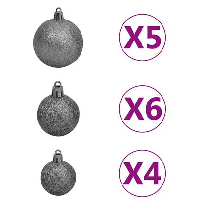 Künstlicher Halb-Weihnachtsbaum Beleuchtung Kugeln Weiß 120 cm