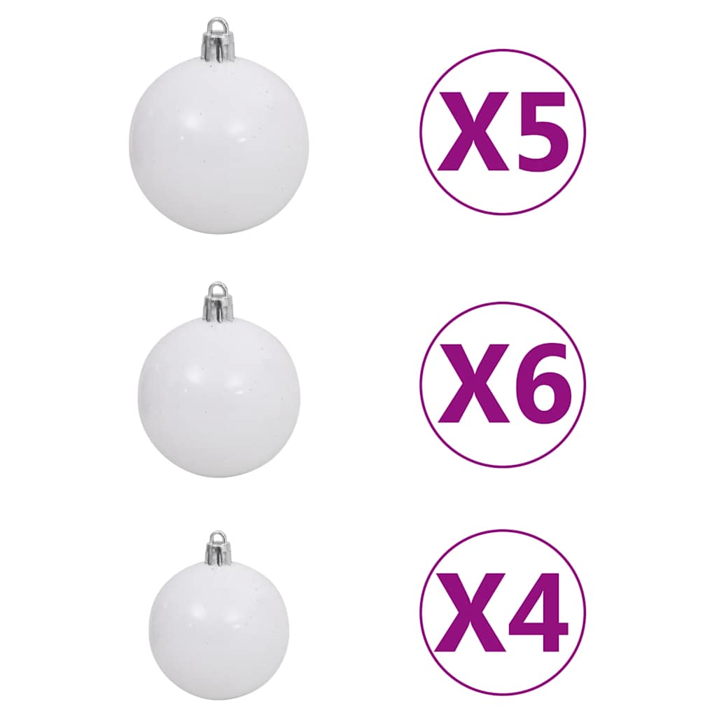 Künstlicher Halb-Weihnachtsbaum Beleuchtung Kugeln Weiß 120 cm