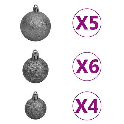 Künstlicher Halb-Weihnachtsbaum Beleuchtung Kugeln Weiß 150 cm
