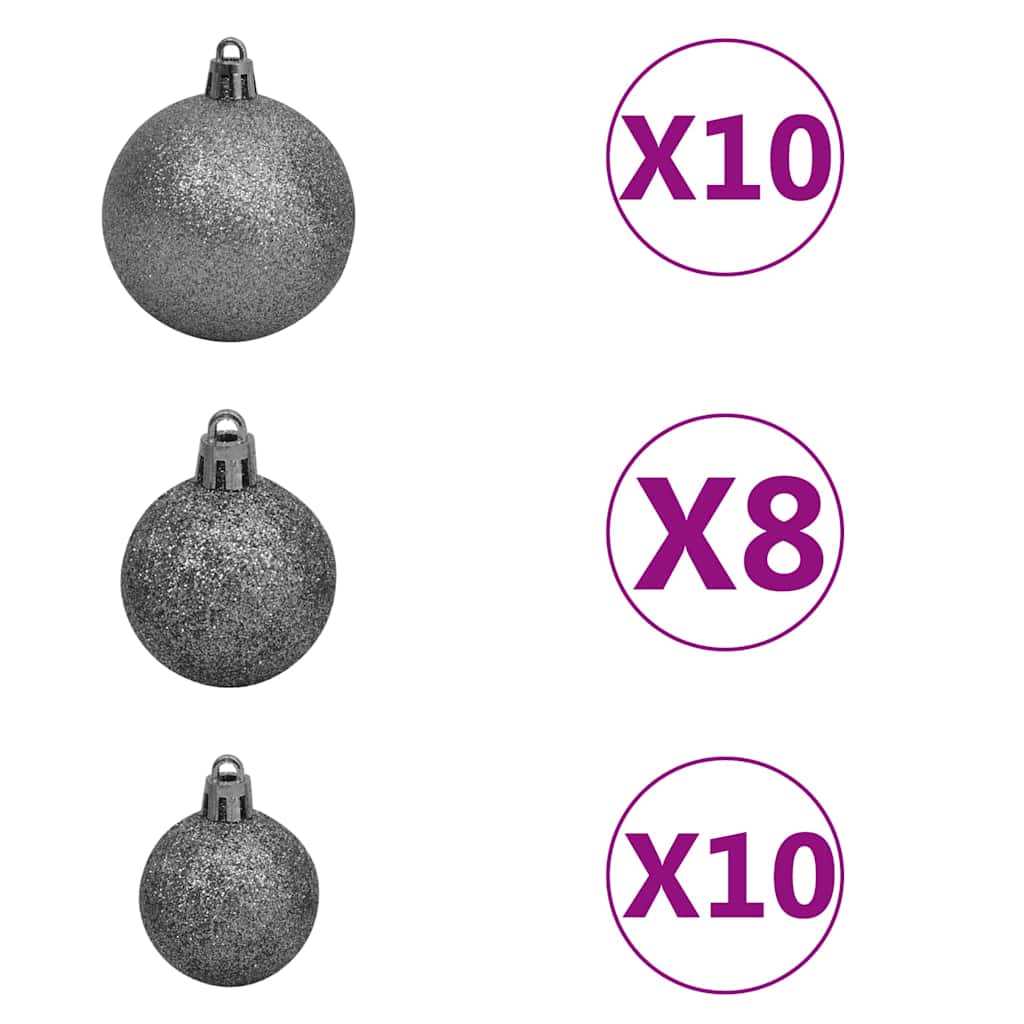 Künstlicher Weihnachtsbaum mit Beleuchtung Kugeln L 240 cm Weiß