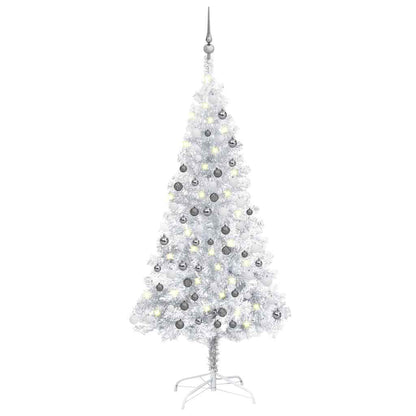 Künstlicher Weihnachtsbaum Beleuchtung & Kugeln Silber 120 cm