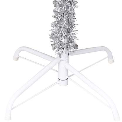 Künstlicher Weihnachtsbaum Beleuchtung & Kugeln Silber 150 cm