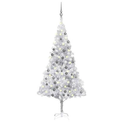 Künstlicher Weihnachtsbaum Beleuchtung & Kugeln Silber 180 cm