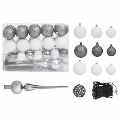 Künstlicher Weihnachtsbaum Beleuchtung & Kugeln Silber 180 cm