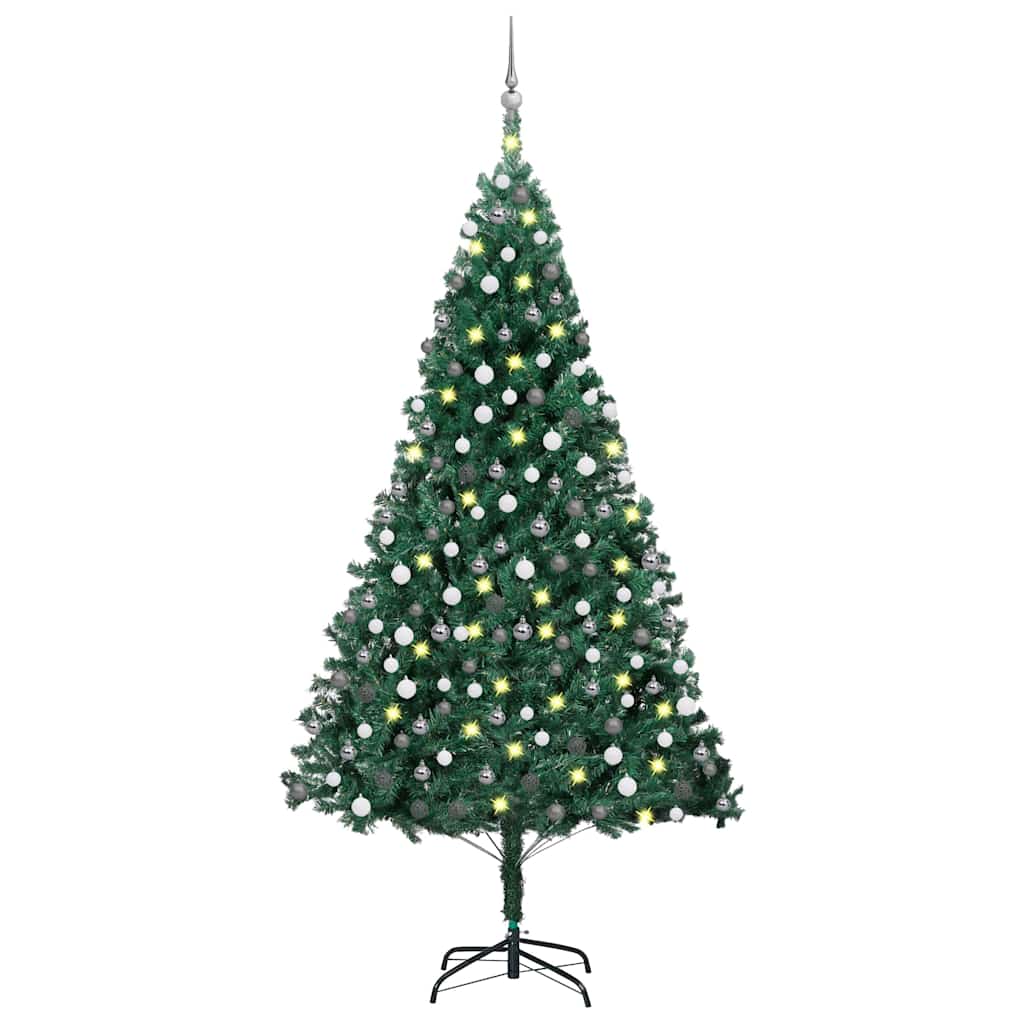 Künstlicher Weihnachtsbaum mit Beleuchtung & Kugeln Grün 240 cm