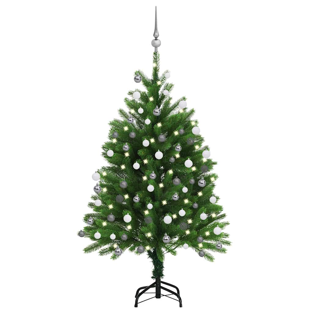 Künstlicher Weihnachtsbaum mit Beleuchtung & Kugeln 120 cm Grün